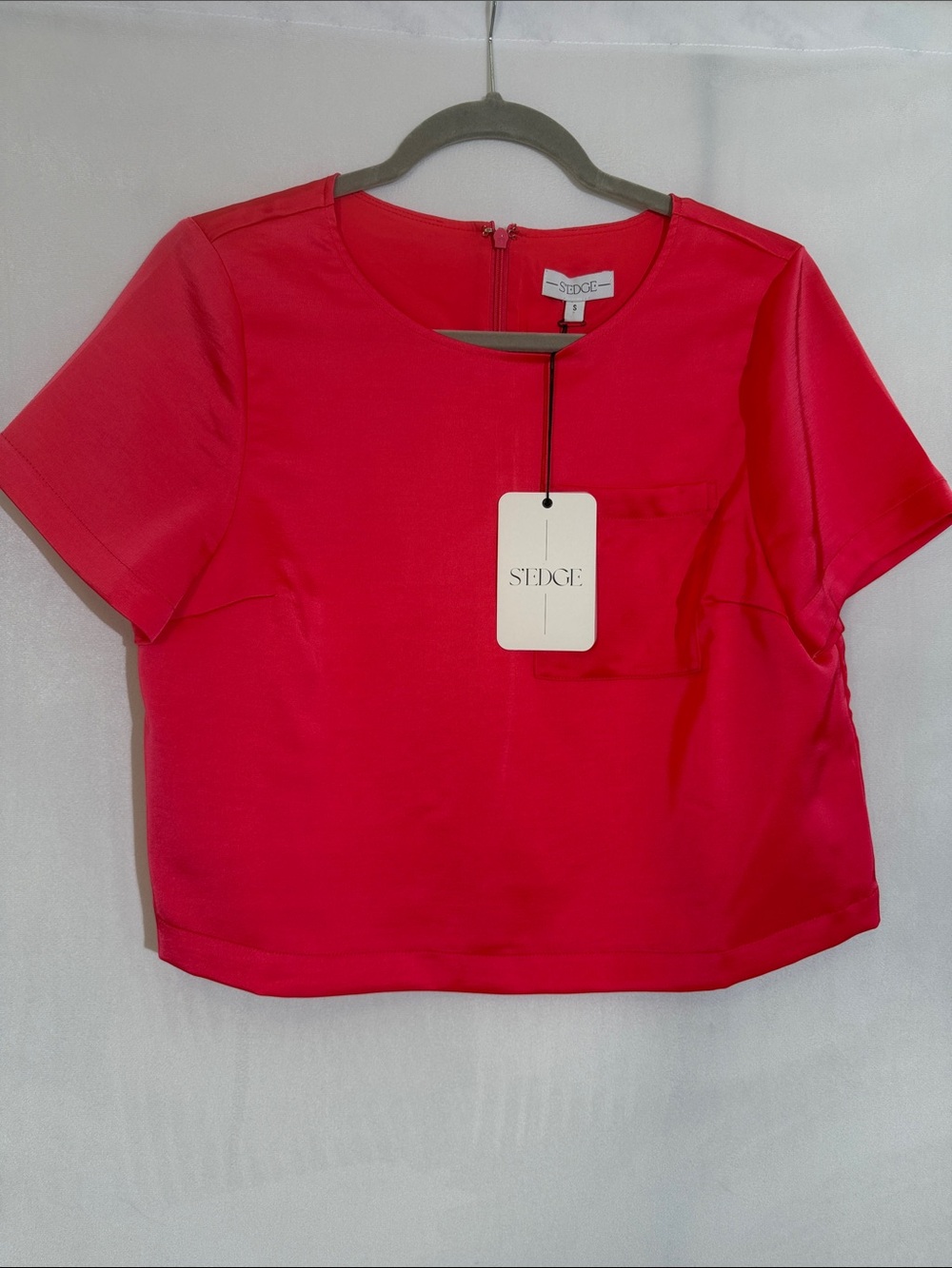 NWT SEDGE Satin Top Size S Bright Pink Color.